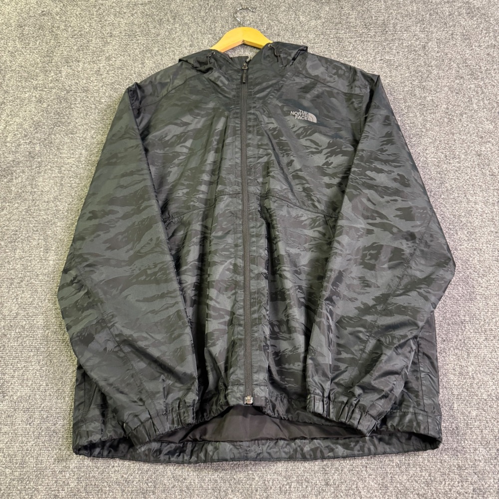 The North Face Nylon Jacket Mens XXL Dry Vent Camo Hooded BLK Windbreaker Y2K
